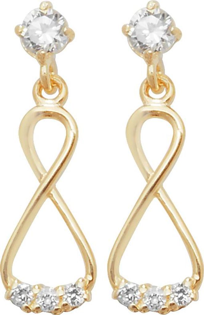 Elegante 9 Karat (375) Gold Damen - Paar Ohrringe mit Zirkonia - 15mm*5mm; TRS1885