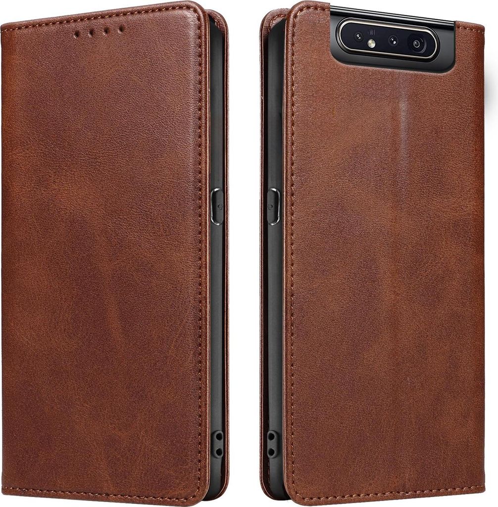 Handyhülle für Samsung Galaxy A80 Kunstleder Flip Cover Hülle Handytasche Case Kartenfach Farbe: Dunkelbraun