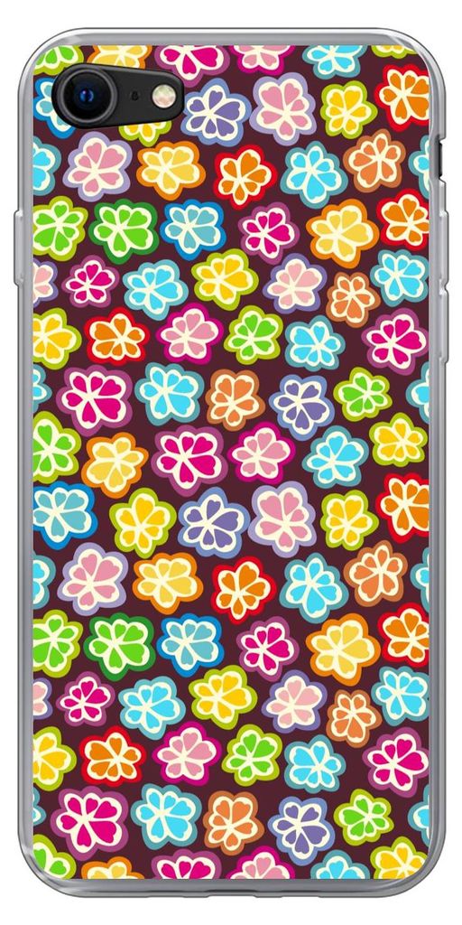 MuchoWow Handyhülle Schutzhülle Hülle für Telefoonhoesje iPhone 8 Mädchen - Blume - Schnittmuster - Mädchen - Kinder - Kinder Silikon Softc...