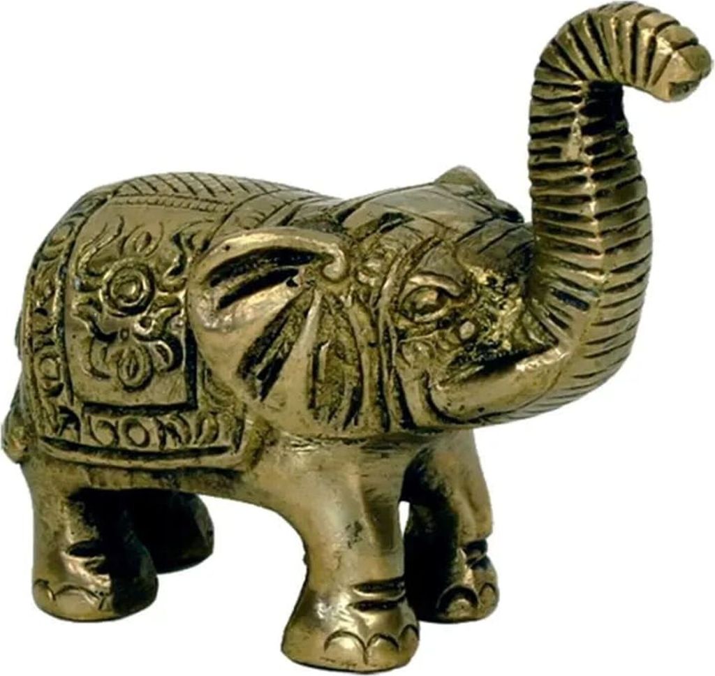 Mini-Statuette Elefant aus Messing – 185 g; 7x7,5 cm