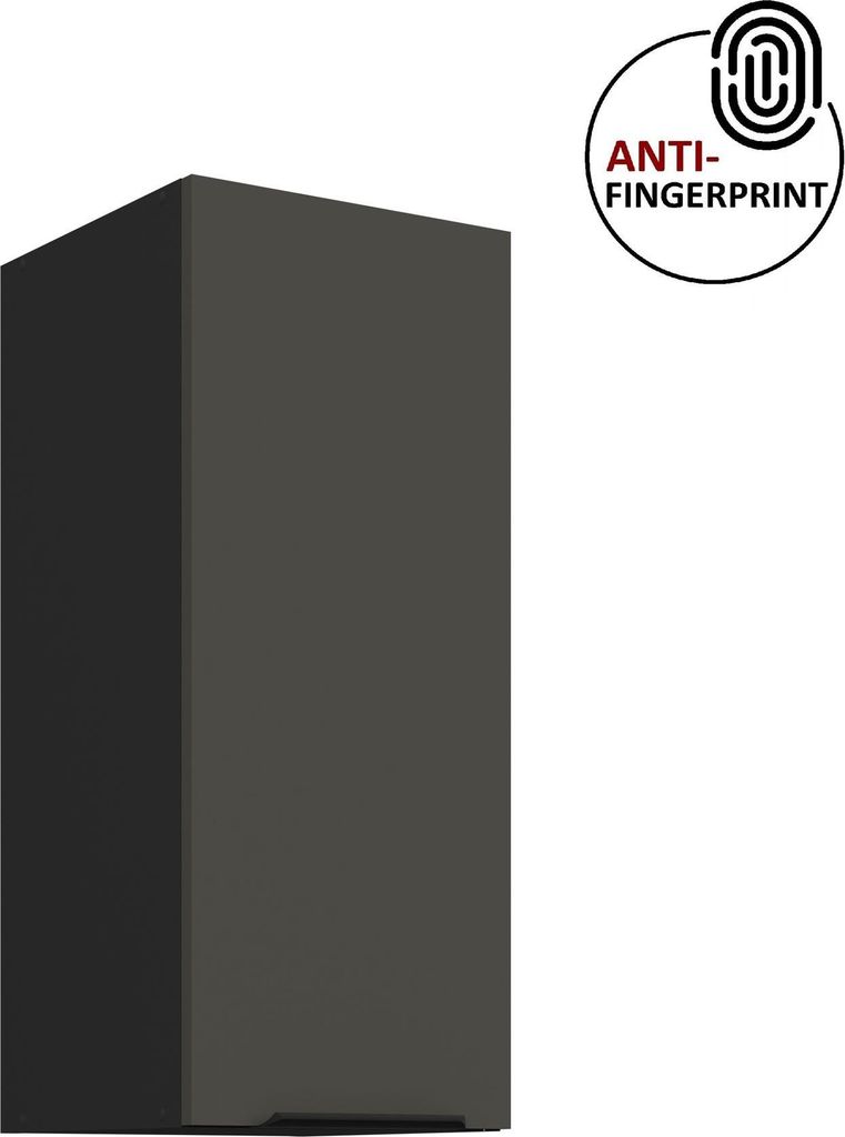 Küchen Hängeschrank 30 cm ARIA Graphite ultra matt + Schwarz matt, hochwertige Fronten mit Anti Fingerprint Beschichtung Küchenzeile Küchenblock
