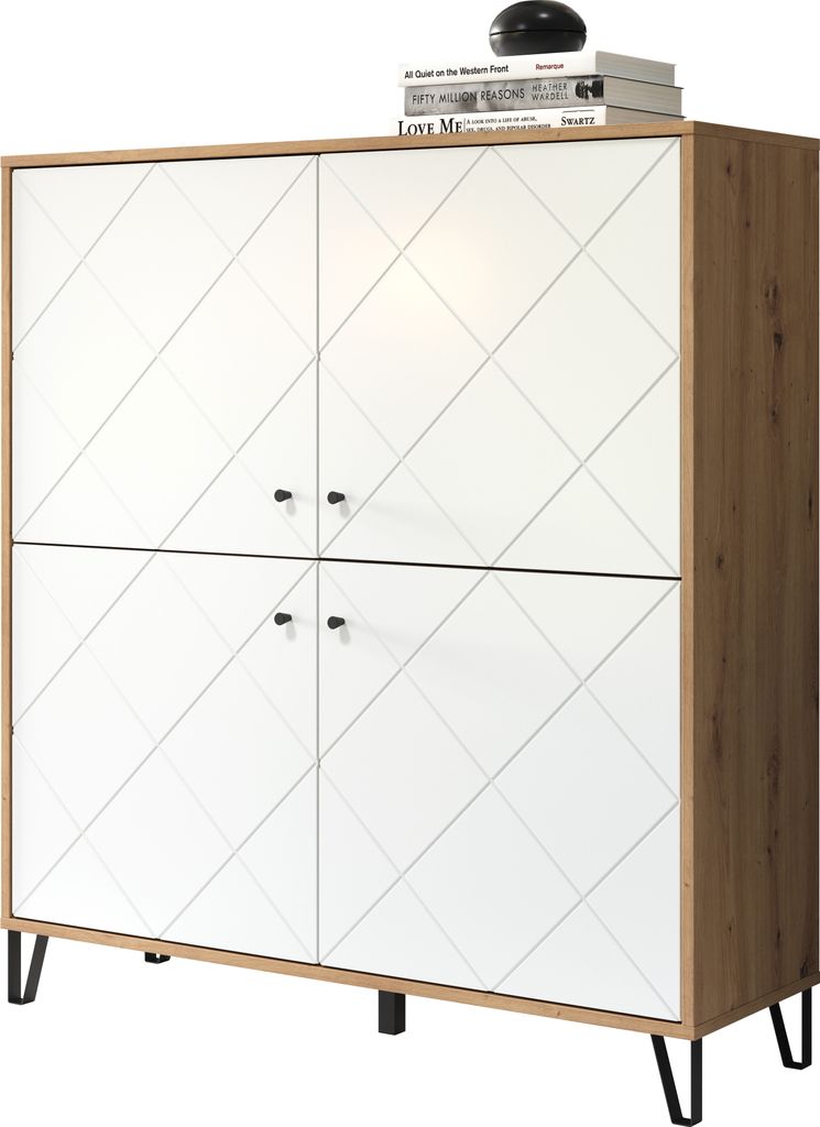 trendteam Wohnen Highboard Touch Artisan Eiche Melamin/Weiß Produktbild 4
