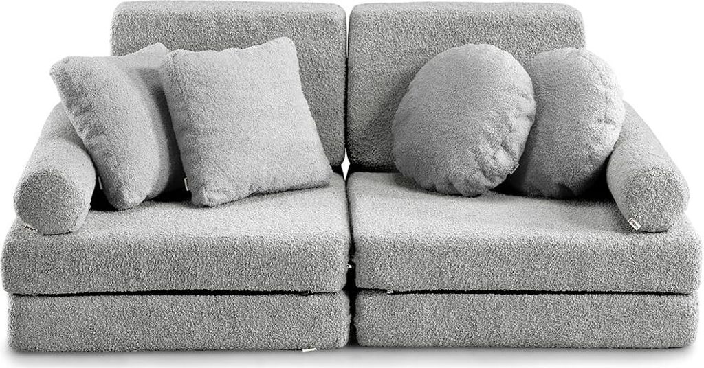 Kindersofa Ausklappbar - Multifunktionales Sofa für Kinder (Hellgrau)