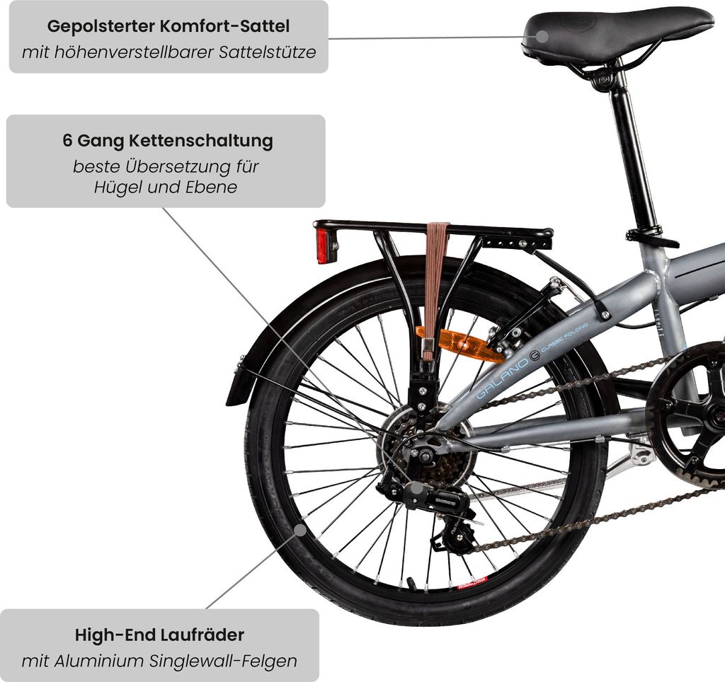 Galano Metropolis Klapprad 20 Zoll fr Erwachsene 155 - 180