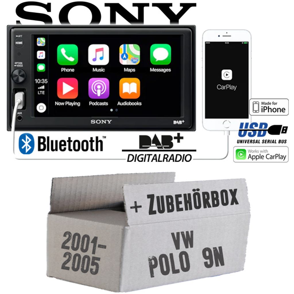JVC Autoradio für VW Polo 9N Bluetooth MP3 USB  TFT Touch Einbauset/-zubehör PKW 