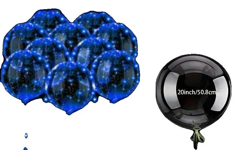 Ballon lumineux bleu LED transparent en lot de 10 pour vos soirées - B