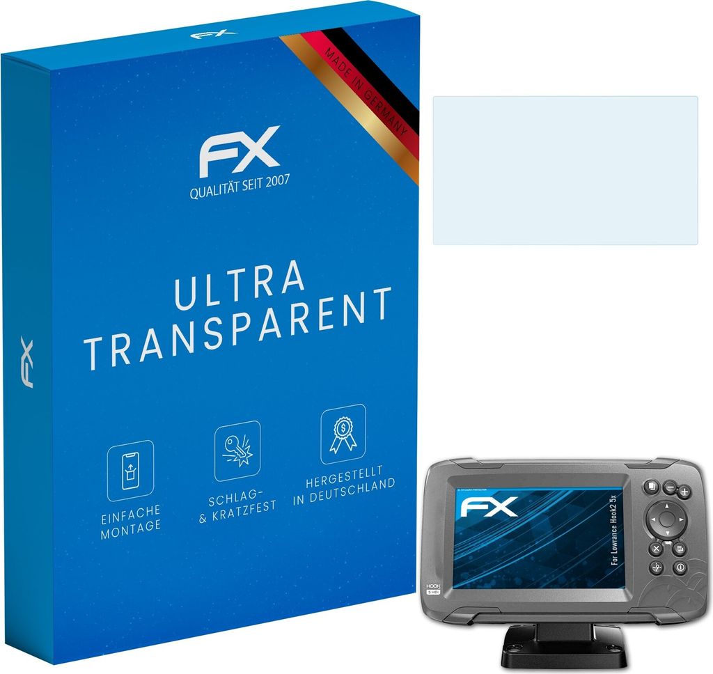 atFoliX FX-Clear 3x Schutzfolie kompatibel mit Lowrance Hook2 5x Displayschutzfolie