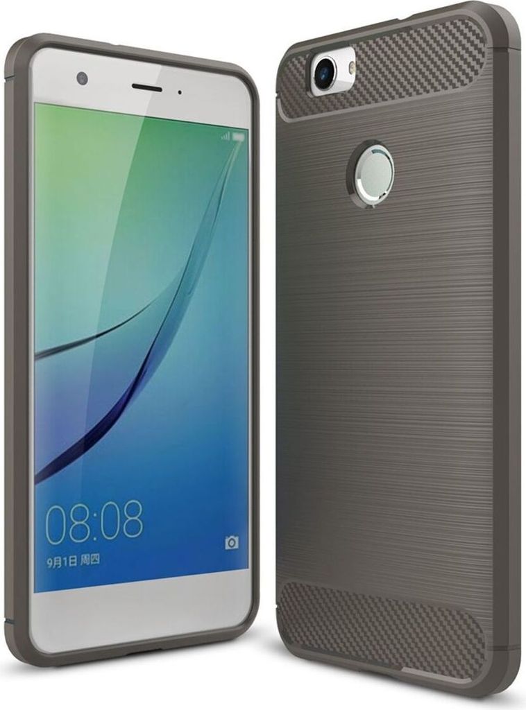 Huawei Nova TPU Case Carbon Fiber Optik Brushed Schutz Hülle Grau