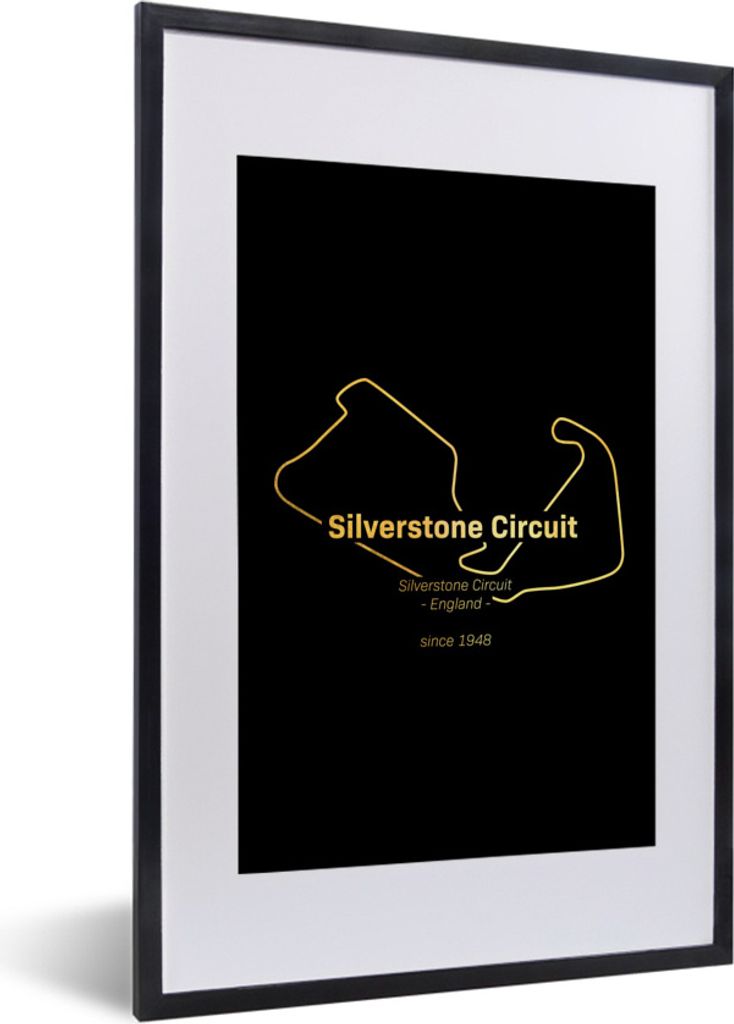 MuchoWow Gerahmtes Poster England - Formel 1 - Rennstrecke 40x60 cm - Poster mit Schwarzem Bilderrahmen Wandposter Rahmen Foto Bilder - Poster in...