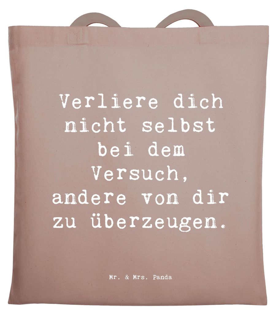 Mr. & Mrs. Panda Beutel Spruch Selbstzweifel vermeiden - Braun Pastell - Geschenk, Motivation, Gefühle, Einkaufstasche, Jutebeutel, Stimmungen, Se...
