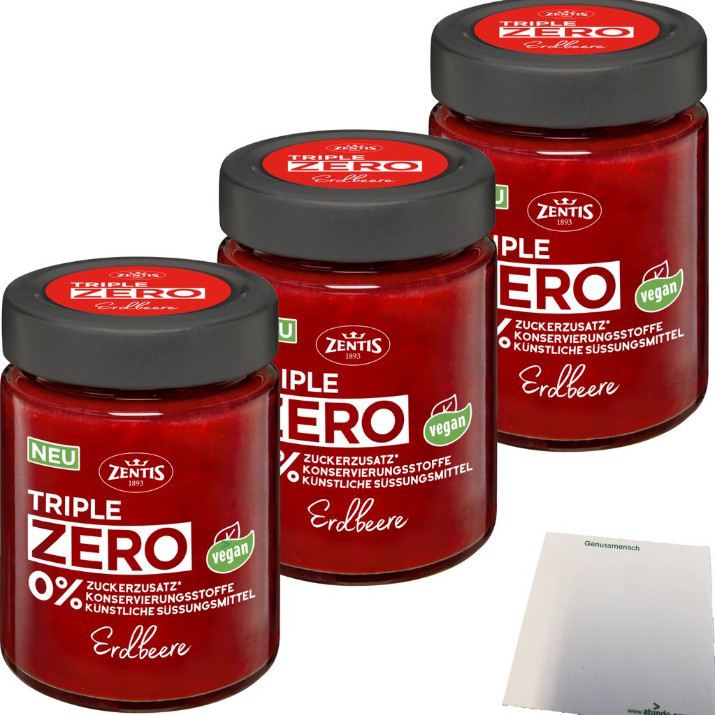 Zentis Triple Zero Aufstrich Erdbeere Brotaufstrich 3er Produktbild 