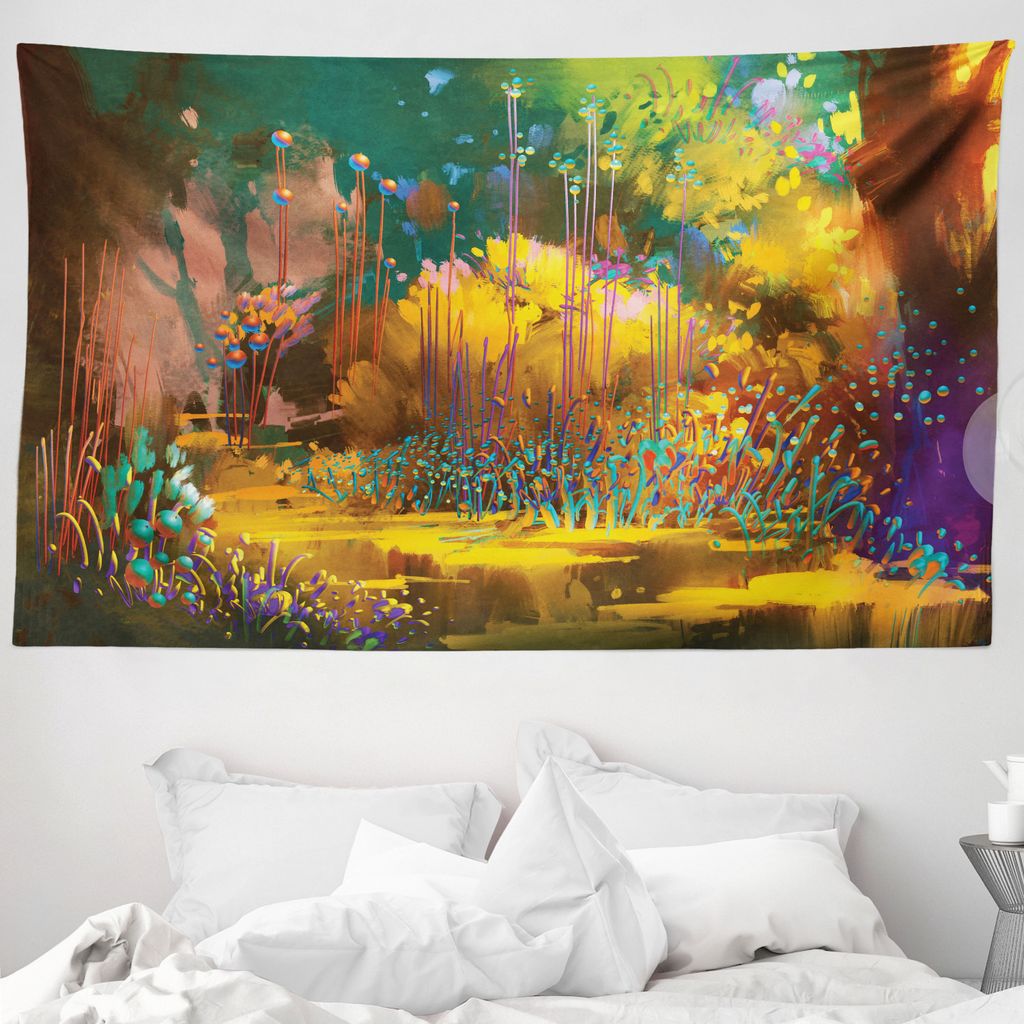 ABAKUHAUS Wald Wandteppich, Hypnotische Dschungel Plants aus Weiches Mikrofaser Stoff Waschbar ohne Verblassen Digitaldruck, 230 x 140 cm, Mehrfarbig