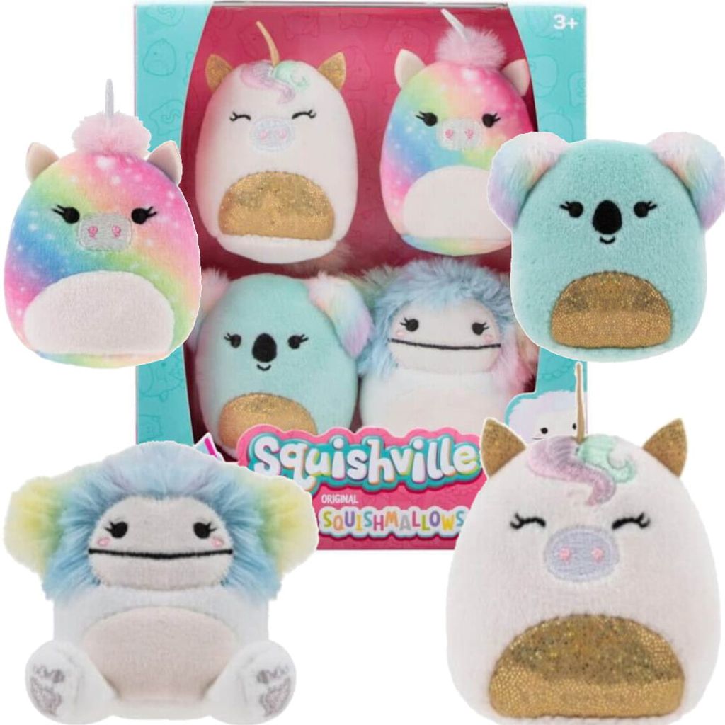 Squishmallows Squishville Mini Plush Plüschfiguren 4-Pack
