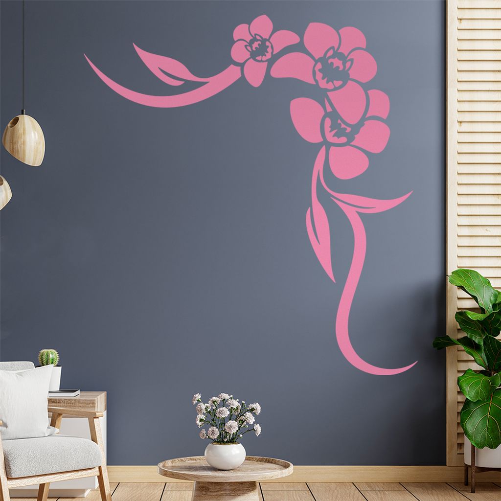 Orchidee - Linien Wandtattoo in 6 Größen - Wandaufkleber Wall Sticker - Dekoration, Küche, Wohnzimmer, Schlafzimmer, Badezimmer