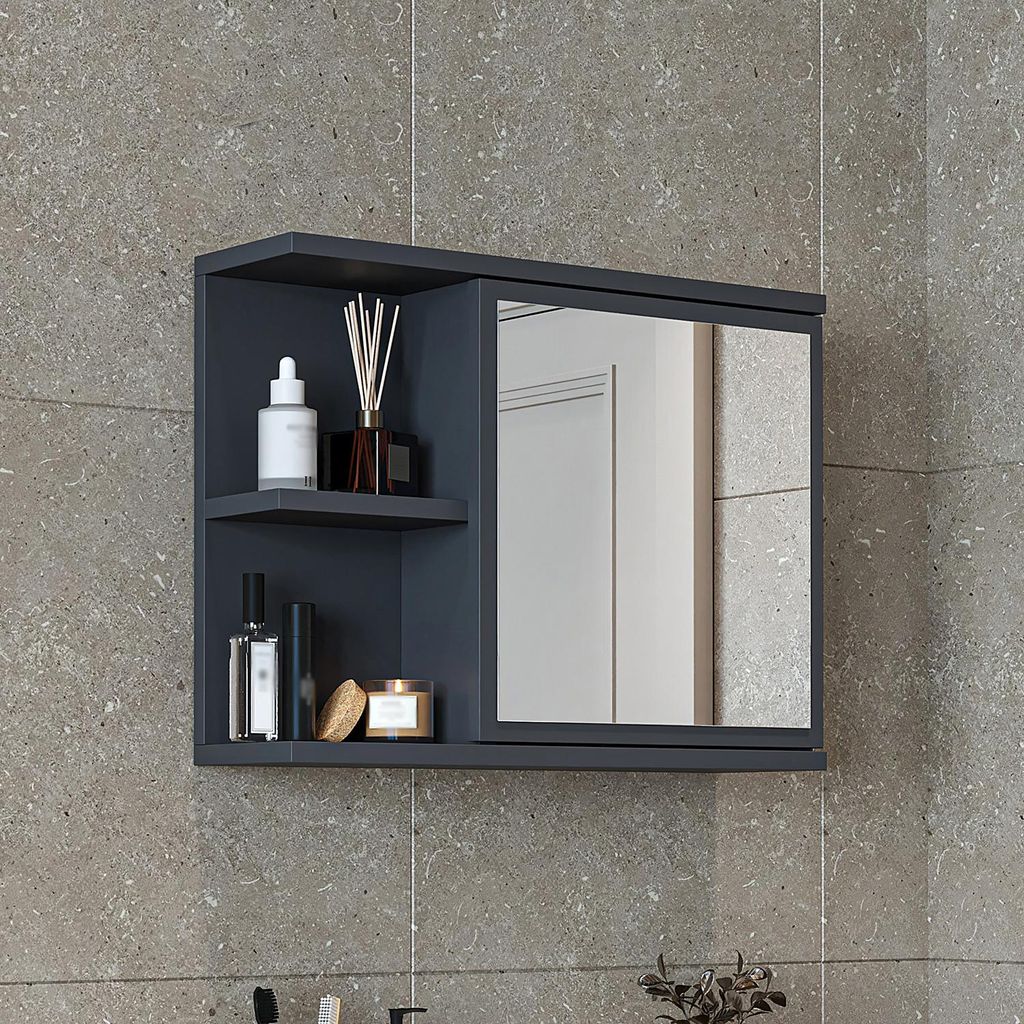 Roomart ADA Badmöbel – nur Spiegelschrank - H 45 x B 16 x T 60 cm - Anthrazit