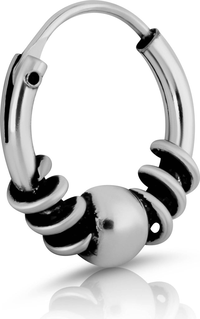 Einzel Ø 10mm Bali Creole 1,5mm Kugel Krltisch 925 Sterling Silber Gothic 4342