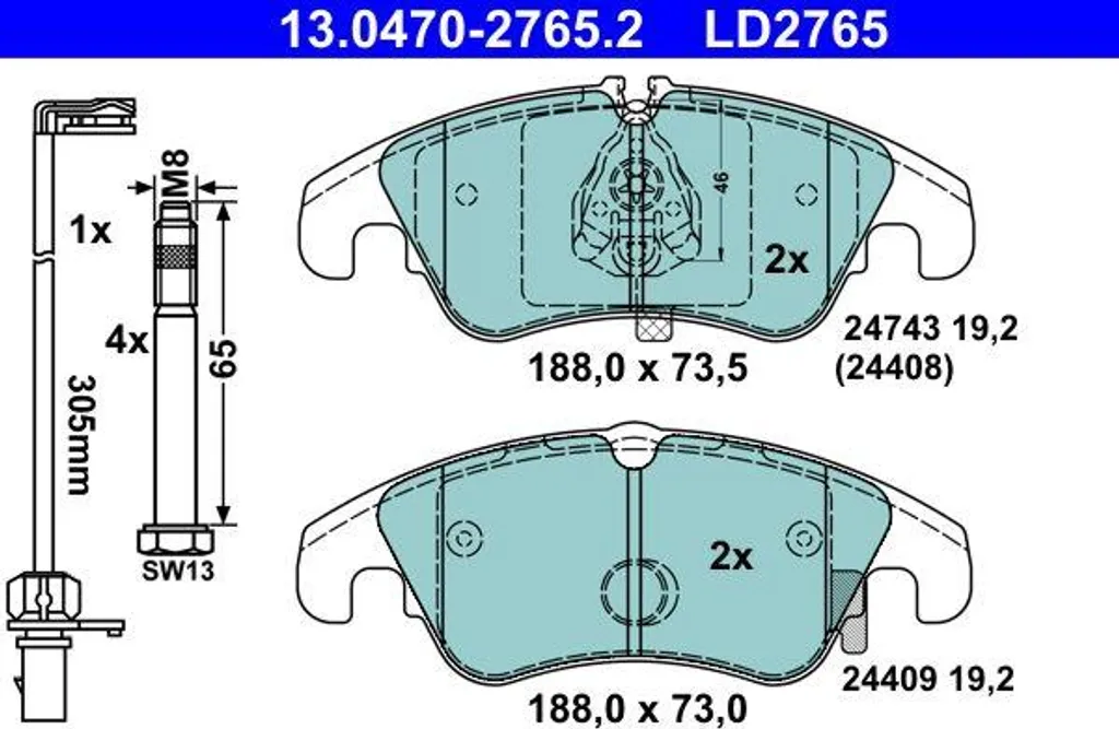 Kit freinage Audi A6 et Q5 ATE 13.0470-2765.2 pour un freinage sécurisé