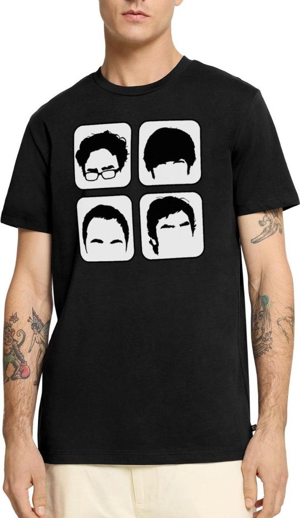 Spreadshirt The Big Bang Theory Frisuren Köpfe Team TBBT Männer Premium T-Shirt, XS, Schwarz