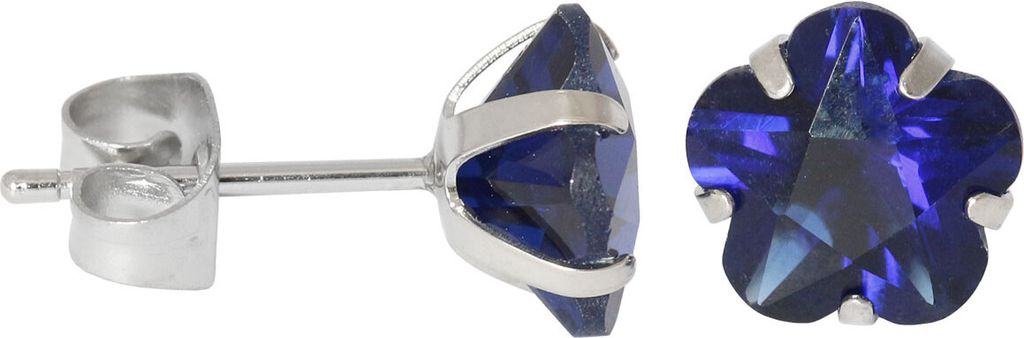 Ohrstecker aus Chirurgenstahl mit Blume in verschiedenen Farben Größe - 3 mm Farbe - Blau