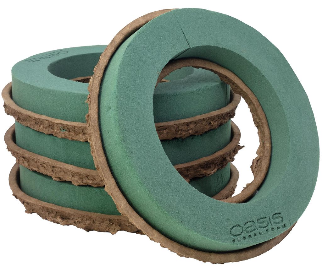 OASIS Biolit Ring/Kranz 24cm 4St - Umweltfreundlicher Steckschaum für Blumengestecke, Tischkränze & Adventskranz, 4 Stück