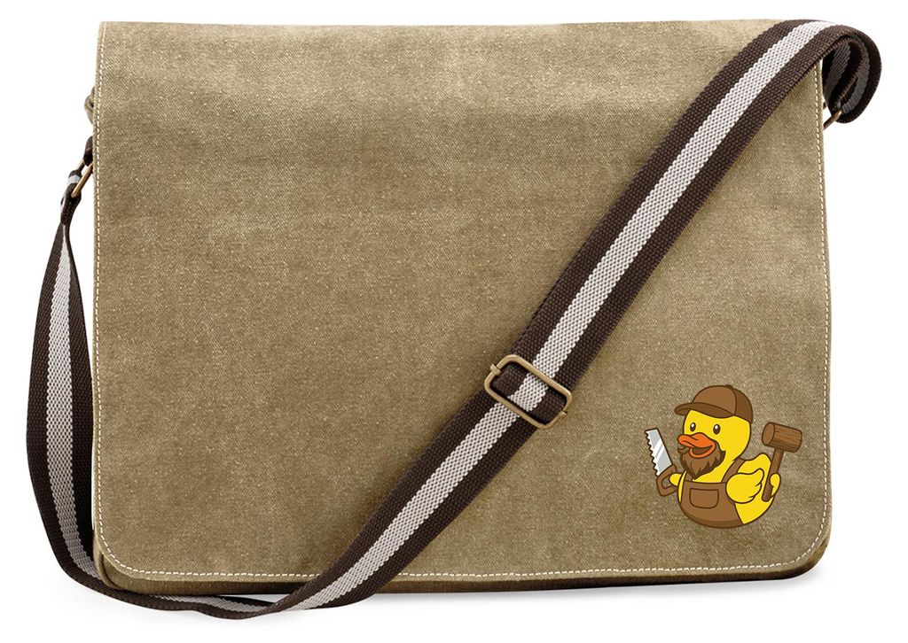 Huuraa Umhängetasche Quietscheente Schreinerei Comic Gummiente 14 Liter Sahara Canvas Laptoptasche Geschenkidee