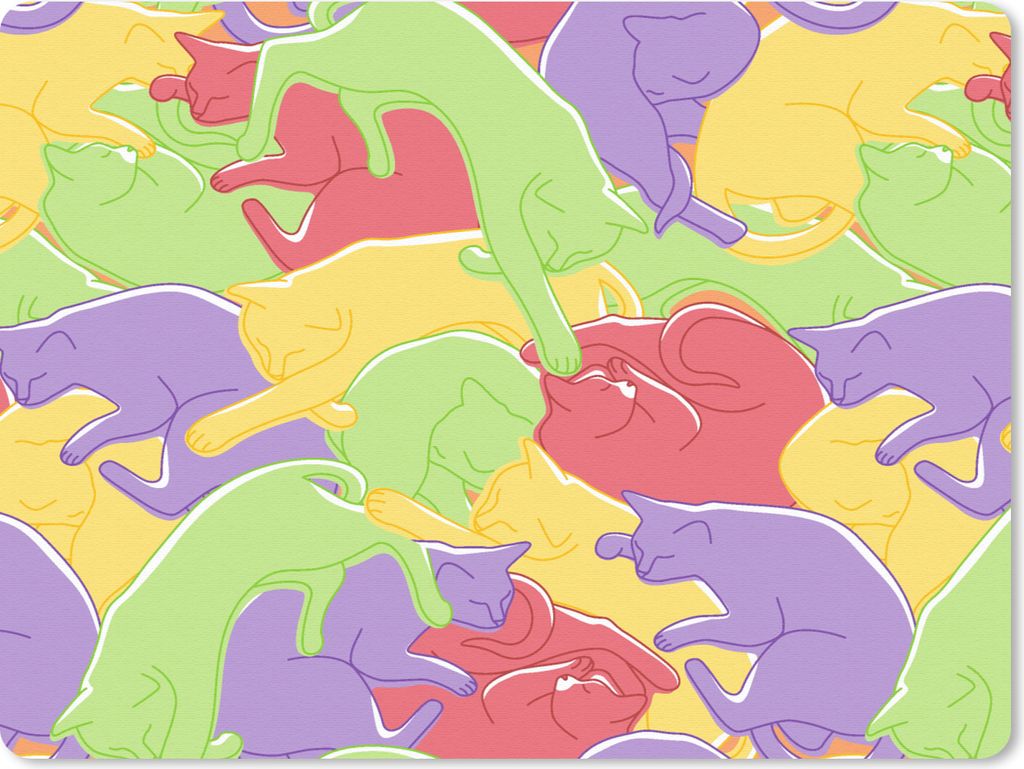 MuchoWow Mauspad Mousepad Katzen - Regenbogen - Kinder - Pastell - Muster 40x30 cm - Mousepads - Maus Mat - Pad - Mausunterlage - Anti Rutsch