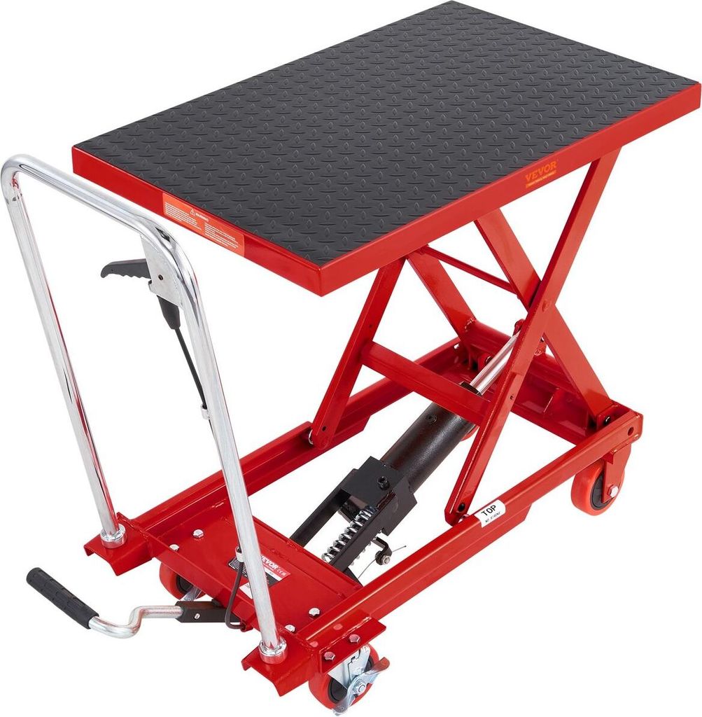 Hydraulischer Hubtischwagen, Tragkraft 500 lbs, Hubhöhe 28,5", manueller Einzelscherenhubtisch mit 4 Rädern und rutschfesten Polstern, hydraulisc...