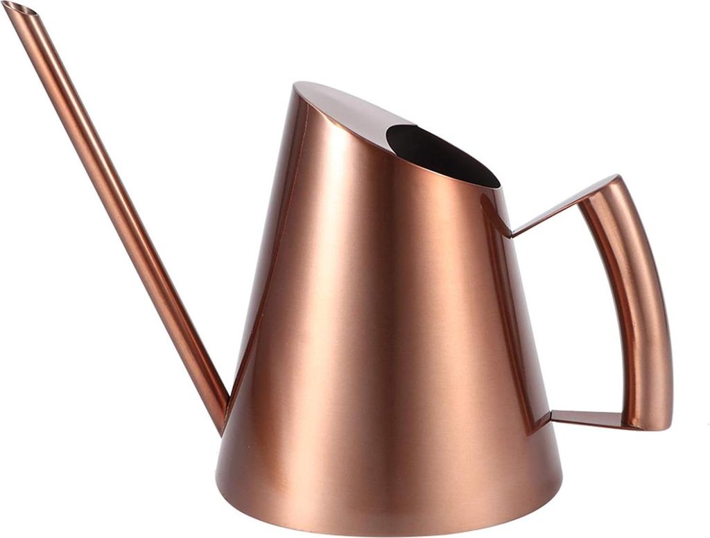 Edelstahl Gießkanne für Haushalt und Garten - modernes Design - drinnen und draußen - langes Auslaufrohr - bronzefarben - 2 Liter