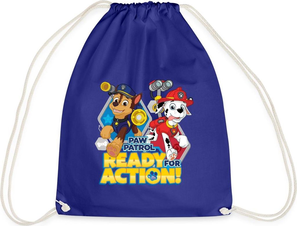 Spreadshirt Paw Patrol Pawfect Teamwork Chase Marshall Turnbeutel, One size, Königsblau