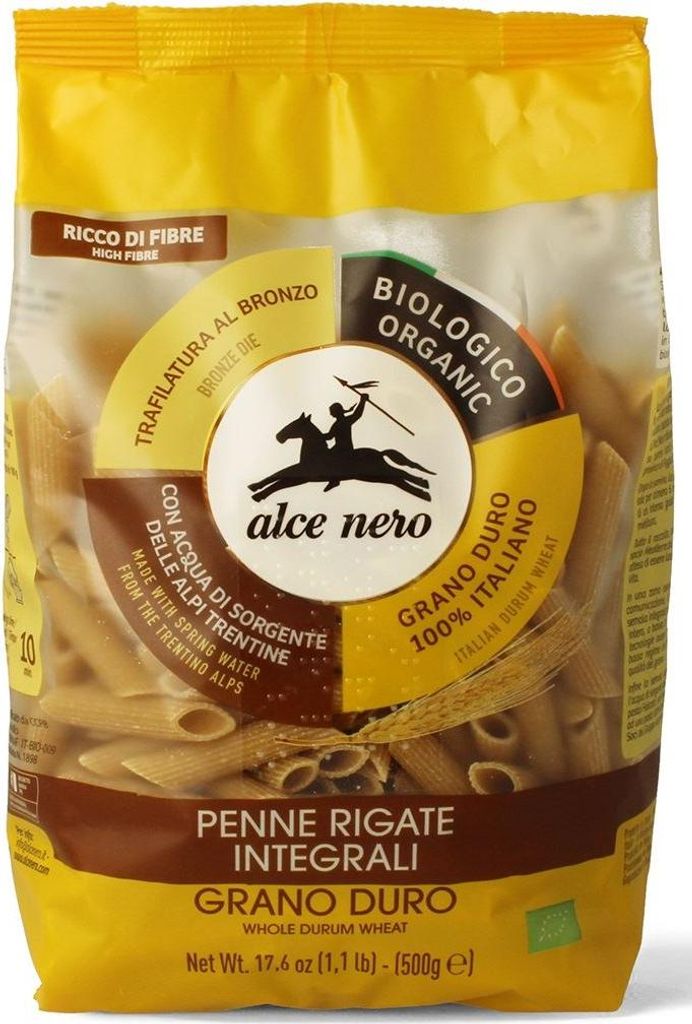Alce Nero 217302, Penne, Kurze Nudeln, 500 g, 342 kcal, 1447 kJ, 1,9 g