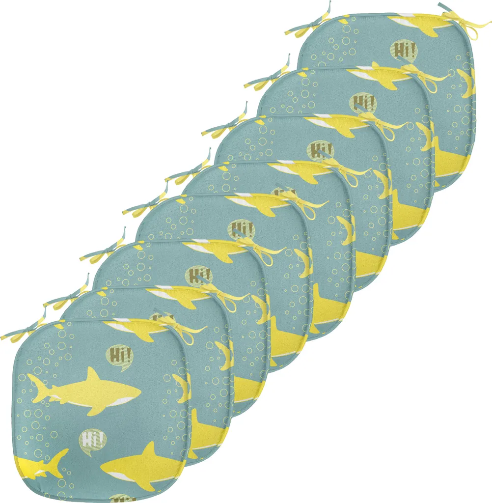 Coussins de chaise imperméables à sangles 40 cm Lot de 8 Vert et Jaune