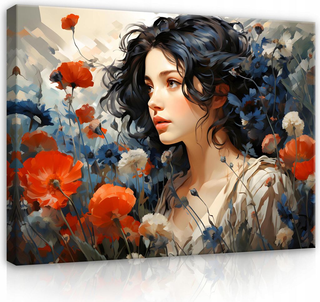 Leinwandbilder Frau Blumen 100x70 cm XXL Modern Canvas Bild auf Leinwand Bilder Leinwandbild Wandbilder Wohnzimmer Schlafzimmer