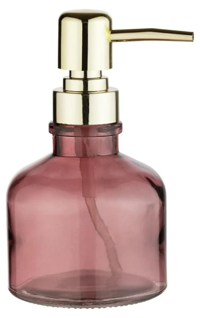 Distributeur savon verre anti-gaspillage 200ml rose antique tête dorée