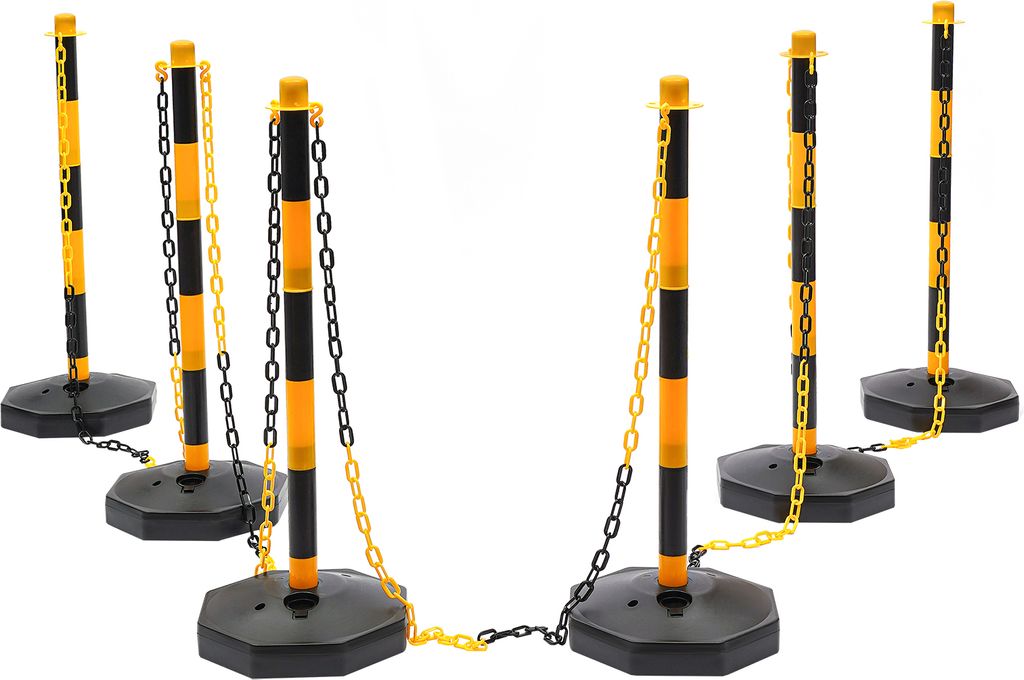 6 Stück Flexible Absperrpfosten Absperrständer Personenleitsystem Gelb Kunststoff Poller verschiedene Sets