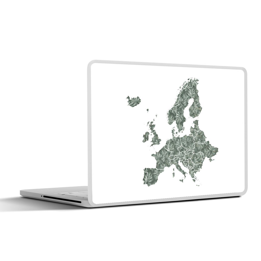 MuchoWow Laptop Aufkleber Sticker Cover Karte - Europa - Palmblatt 36.5x27.5 cm - Laptop-Sticker