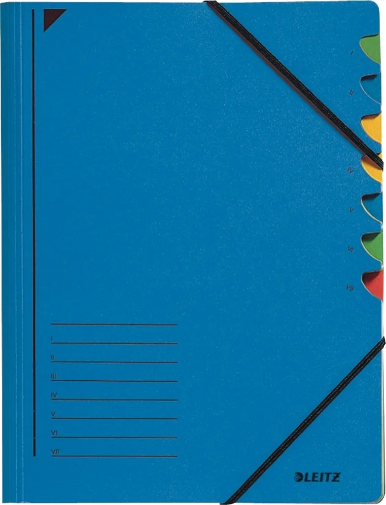 Chemises de tri Leitz avec élastique A4 bleu - Trieur 7 positions polypro