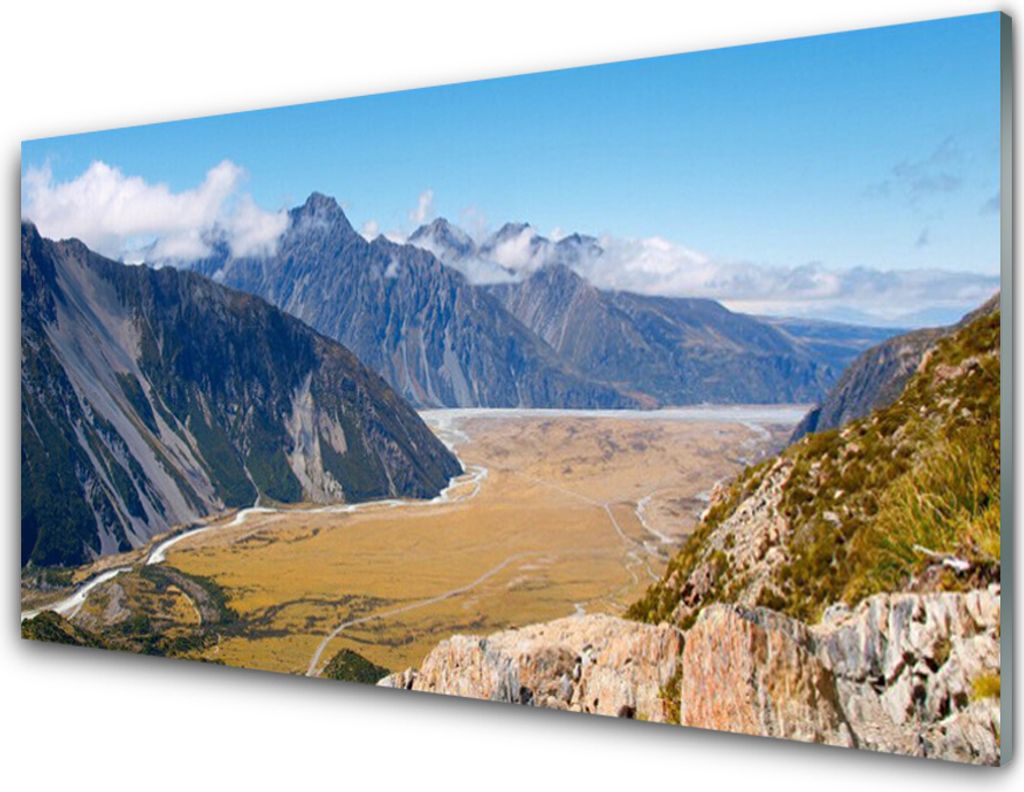 Küchenrückwand aus Glas 100x50cm Spritzschutz Berge Tal Gebirge Landschaft