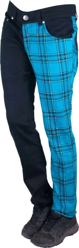Rock Rag - Tartan, Frauenhose Schwarz/Türkis im Slim-Fit-Style