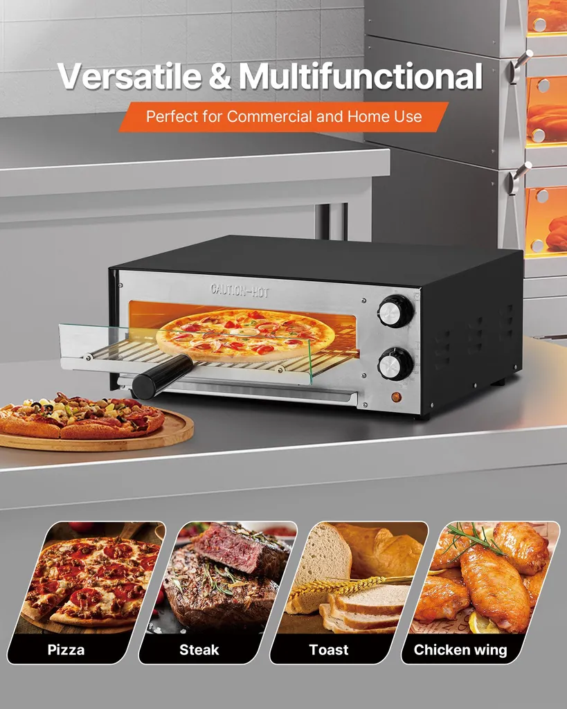 Four à pizza 300°C électrique compact 1450W avec minuteur