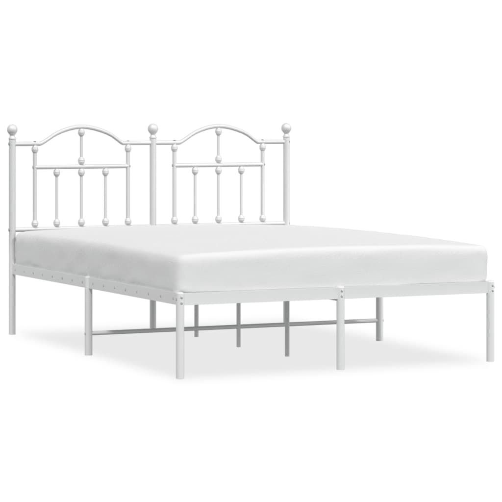 vidaXL Struttura letto con testiera in metallo bianco Immagine del prodotto 