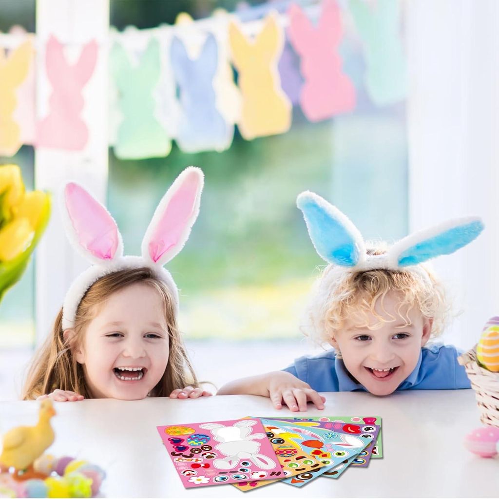 Osteraufkleber für Kinder 36 Blätter Vinyl wasserdichte Aufkleber kreative DIY Oster-Gesicht-Aufkleber geeignet für Osterparty-Artikel und Verzi...