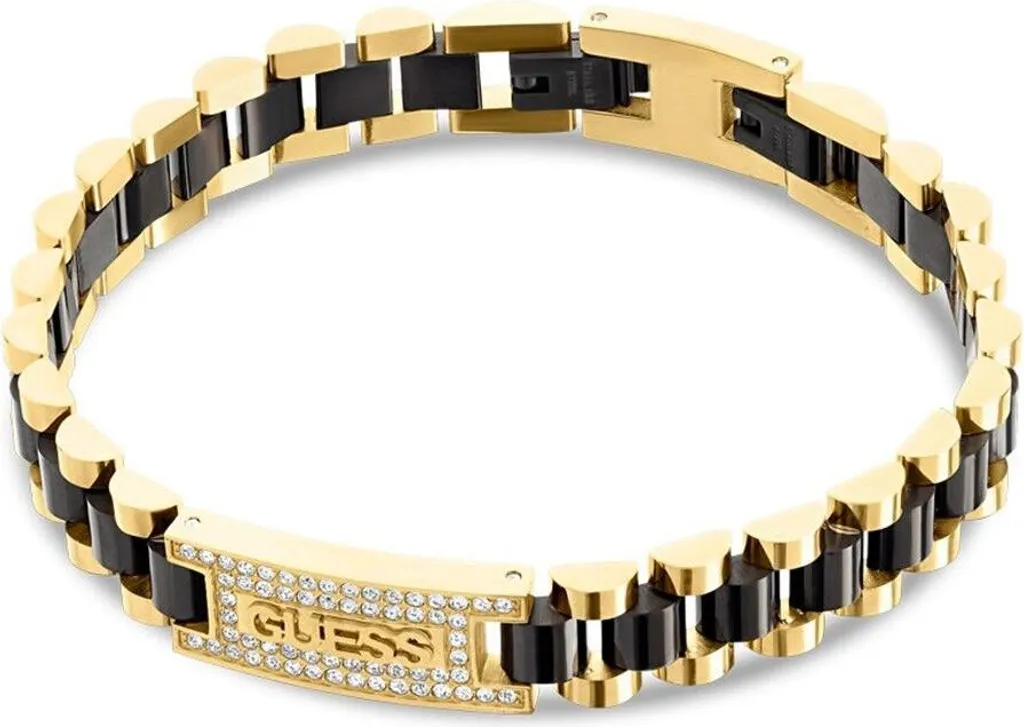 Bracelet Femme Guess JUMB03200JWYGBKT-U Rigide Doré et Noir Chic