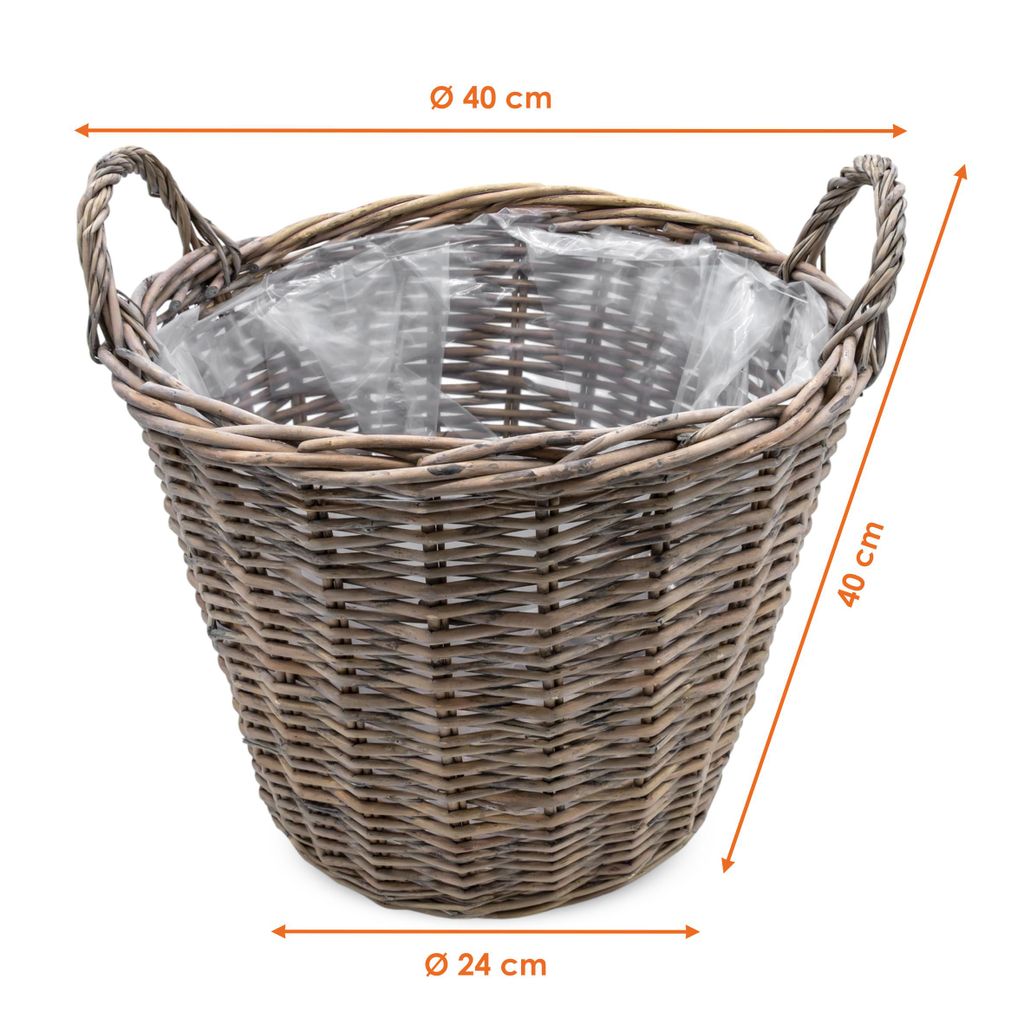 Weide Pflanzkorb grau - 40 cm / groß