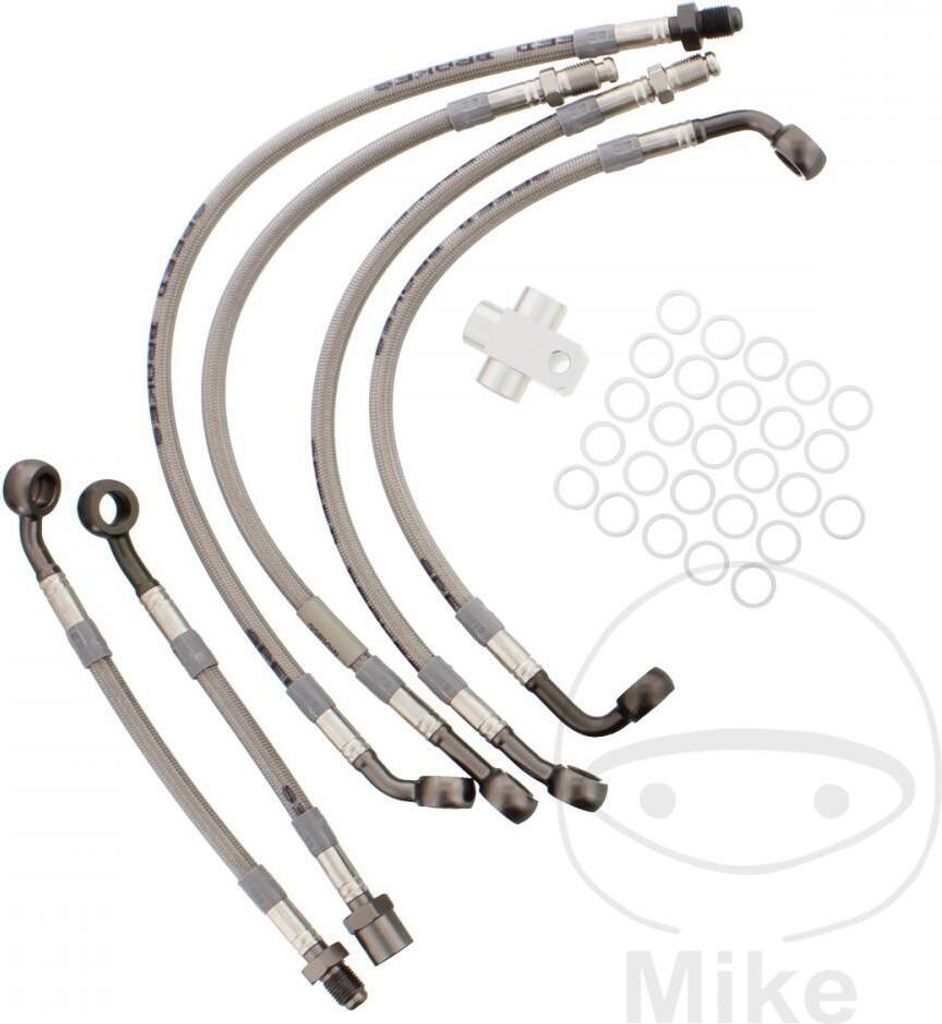 Motorrad Stahlflex Bremsschlauch-Kit anthrazit 6-teilig JMP 7570108