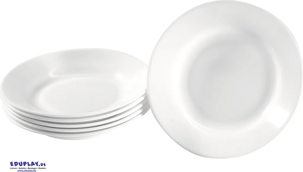 Piatti Fondi Bambini EDUPLAY Bianco 22cm Vetro Temperato (Pacco da 6)