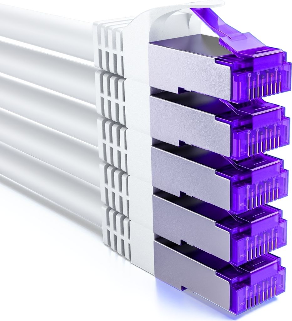 deleyCON 5x 1m CAT7 Netzwerkkabel - 10 Gigabit - RJ45 Patchkabel Ethernet Kabel (Kupfer, SFTP PiMF Schirmung) - LAN DSL Switch Modem Router Patchpa...