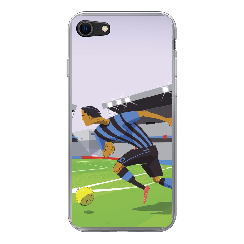 MuchoWow Handyhülle Schutzhülle Hülle für iPhone 8 Eine Illustration von Spielern, die in einem Stadion Fußball spielen - Junge - Mädchen -...