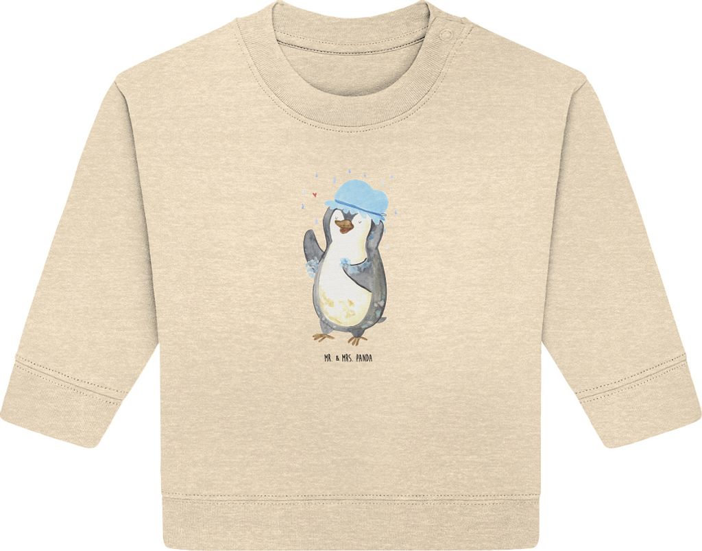 Mr. & Mrs. Panda Organic Baby Pullover Pinguin Duschen 12. - 18. Monat - Natural Raw - Geschenk, Baden, Bullover, Neustart, Duschkonzert, Singen, M...