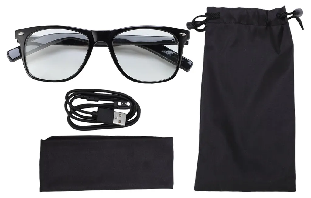 Lunettes traducteur vocal et vidéo IA plus de 100 langues monture noire