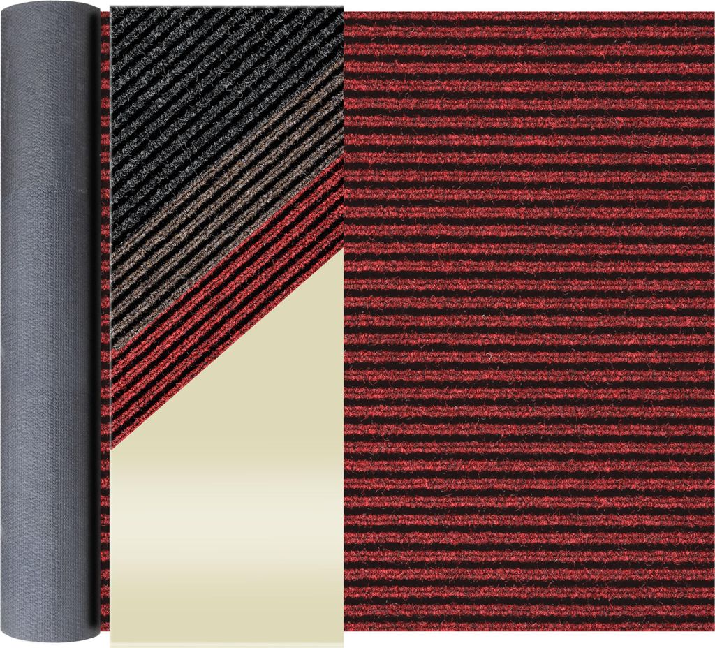 Primaflor Schmutzfangläufer GIN | 80x750cm Rot Meterware | Schmutzfangmatte in 3 Farben Fußmatte mit rutschfestem Gel-Rücken | Antirutsch Läufer